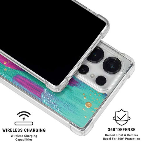 Turquoise Brush Stroke by Etta Vee Galaxy S25 Ultra Clear Case